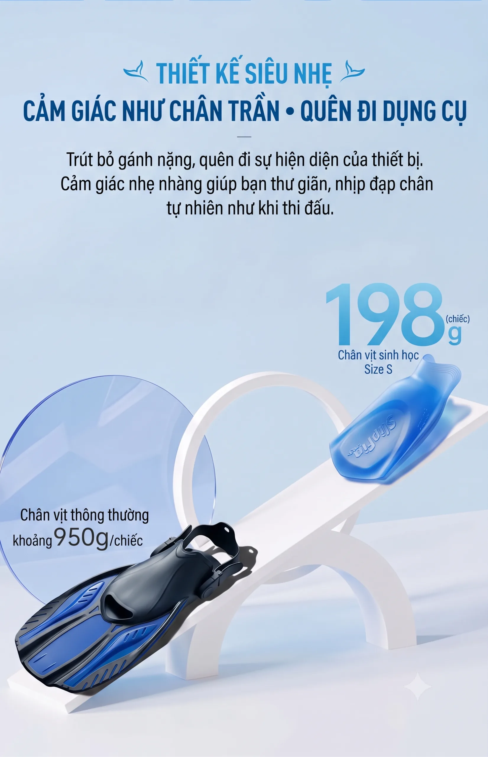 Chân vịt bơi silicone nửa bàn chân Finis